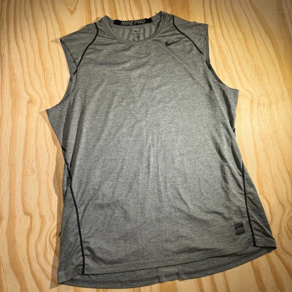 Nike Men's Pro Dri-FIT Fitted Sleeveless Shirt Heather Gray Muscle Tank Size XL